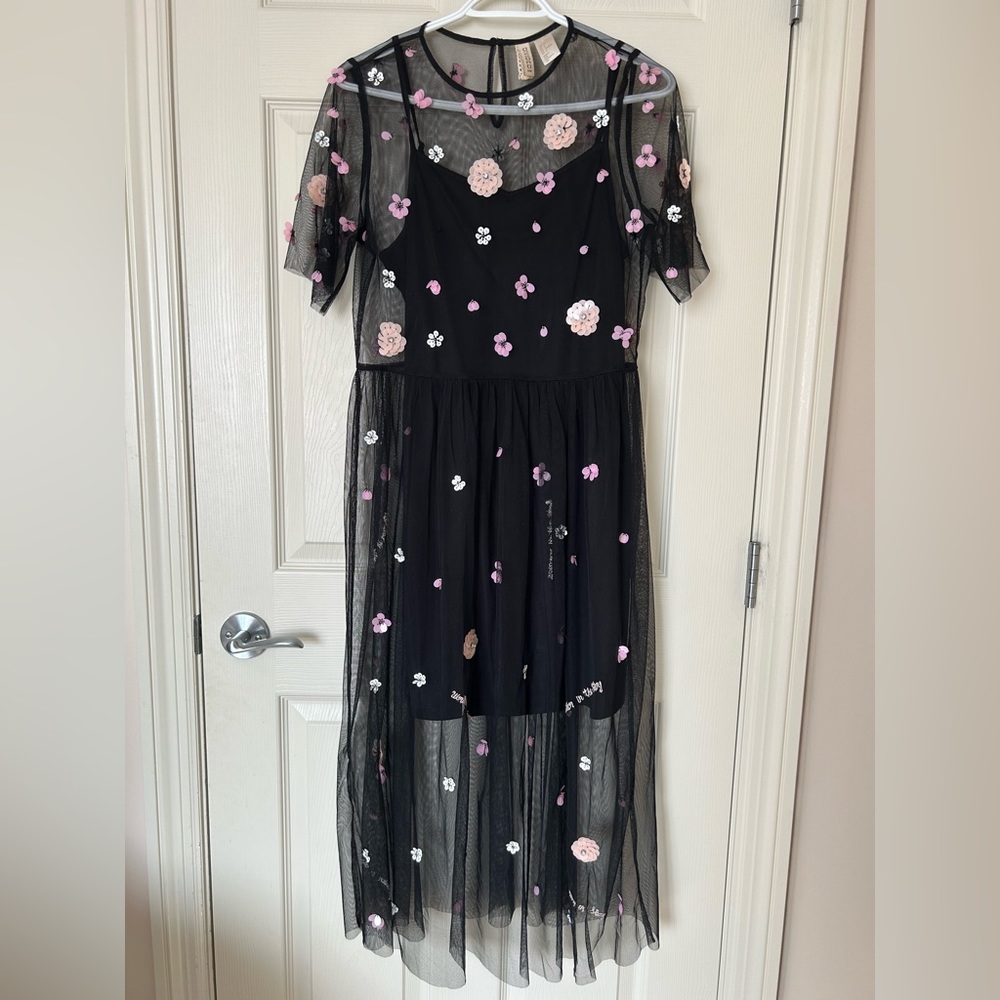 H&M Mesh Beaded Dress